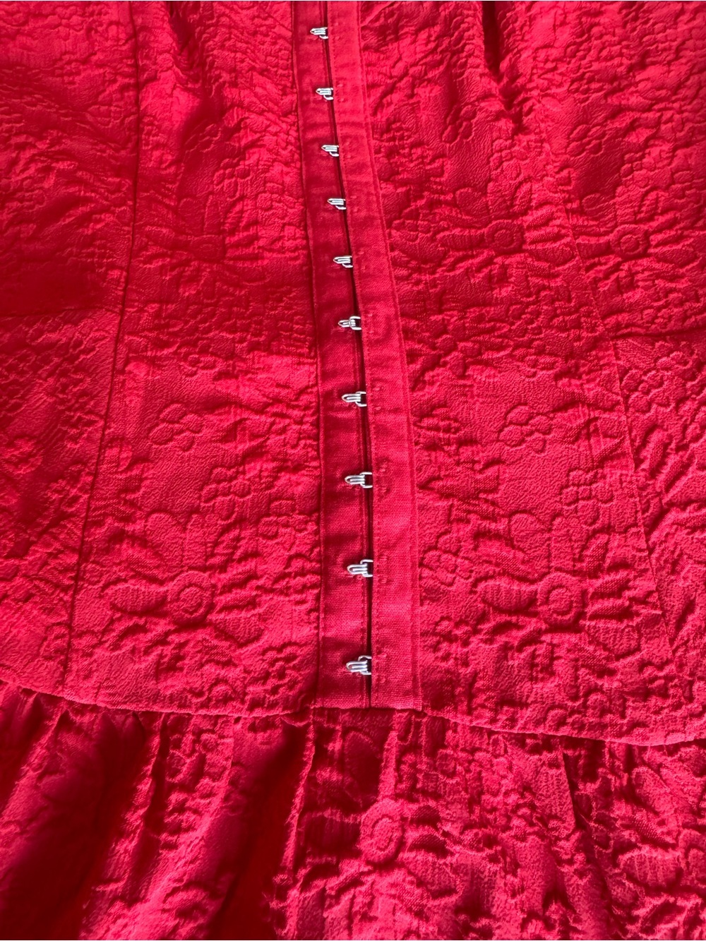 Betsey Johnson Red Tiered Button-Front Mini Dress - Picture 2 of 5